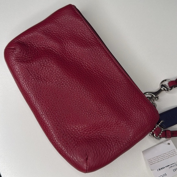 Coach pebbled leather medium wristlet crimson nwt prk lth F51683 NEW - Picture 6 of 15